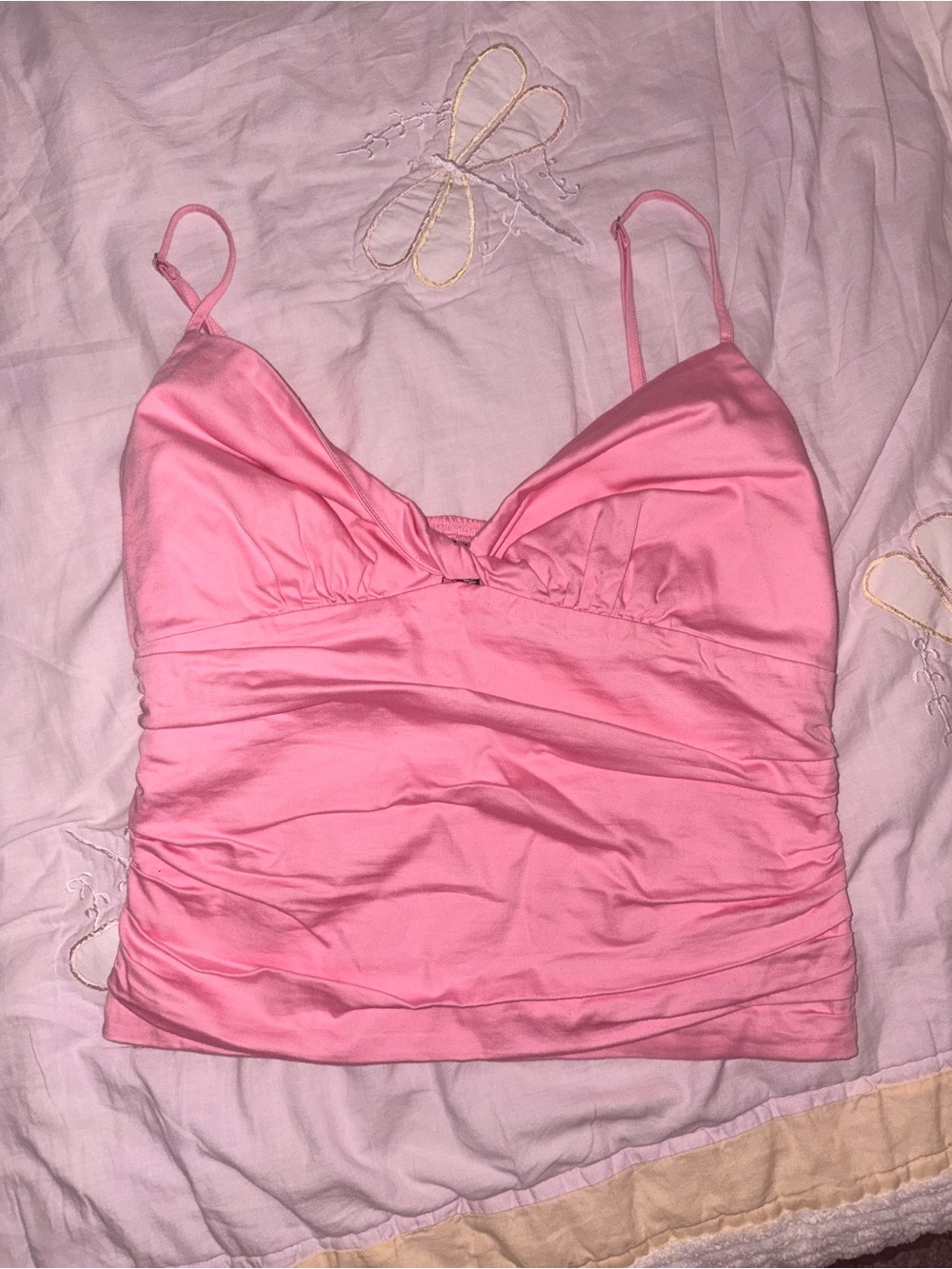 Dynamite Pink Ruched Tube Tank